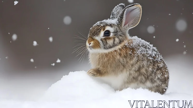 Snowy Bunny Portrait AI Image