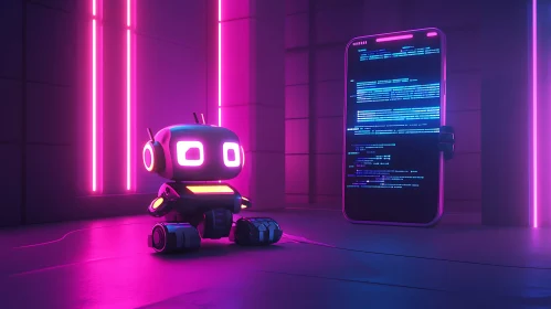Artificial Intelligence Robot with Neon Lights