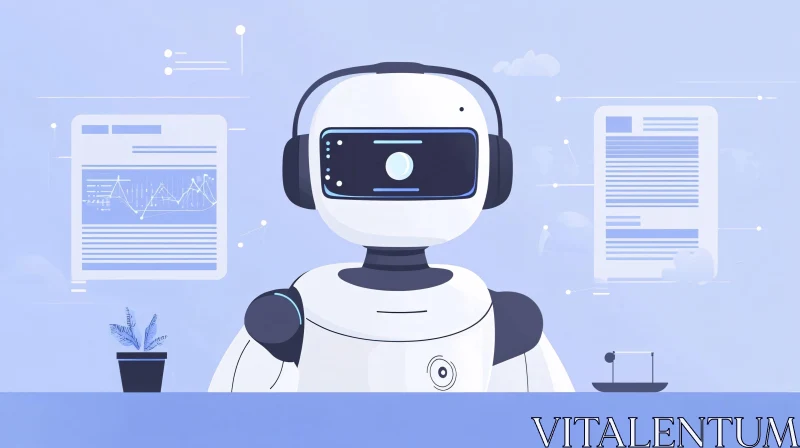 Cartoon Robot Office Assistant AI Image