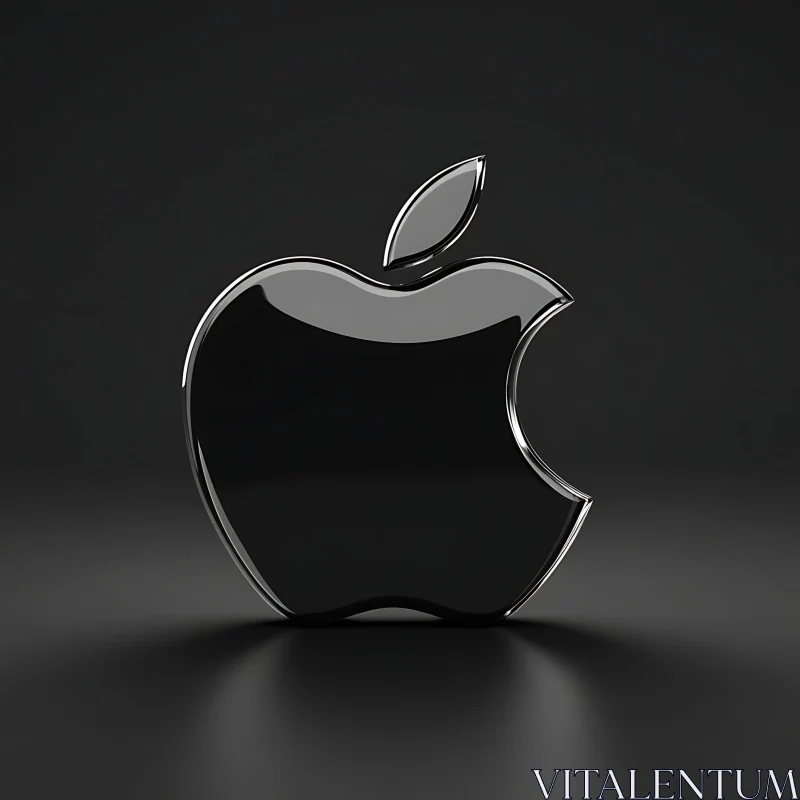 Sleek 3D Black Apple Icon AI Image