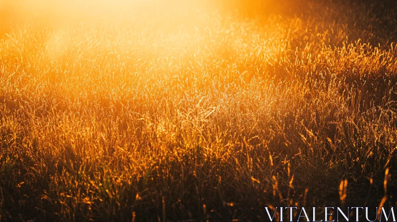 AI ART Golden Hour Light on Grass Field