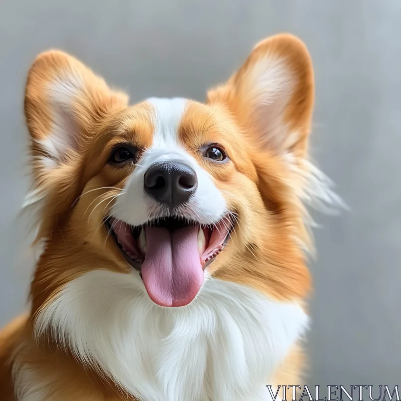 Cheerful Corgi Dog Close-Up AI Image