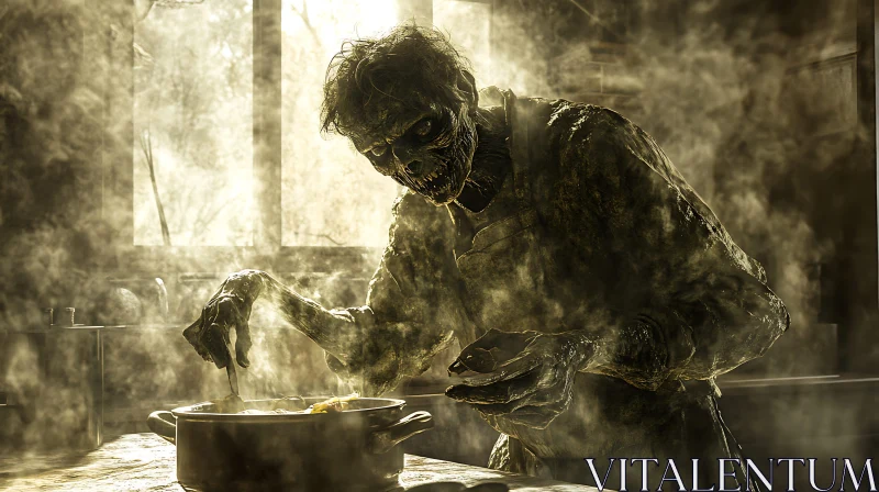 AI ART Undead Cooking: A Smoky Kitchen Nightmare