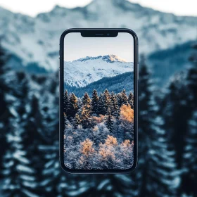 Snowy Peaks on Mobile Display