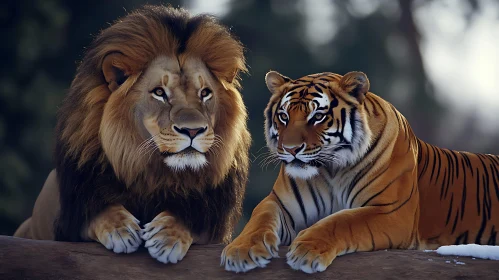 Portrait of Lion and Tiger