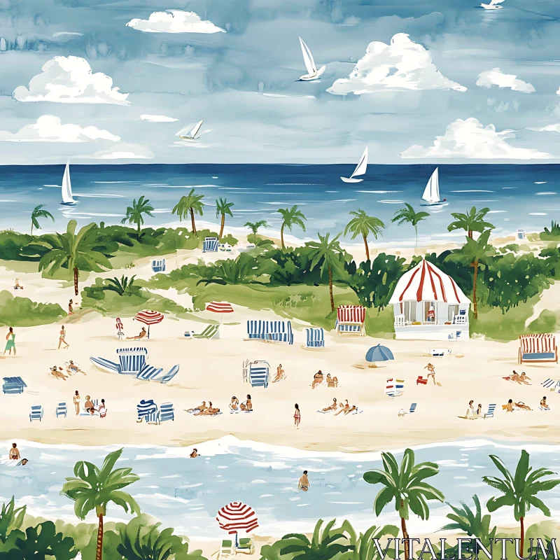 AI ART Idyllic Beach Day Seascape