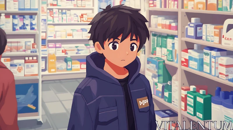 Anime Scene in a Pharmacy AI Image