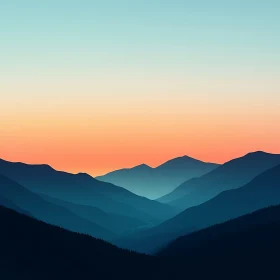 Peaceful Mountain Range at Sunset