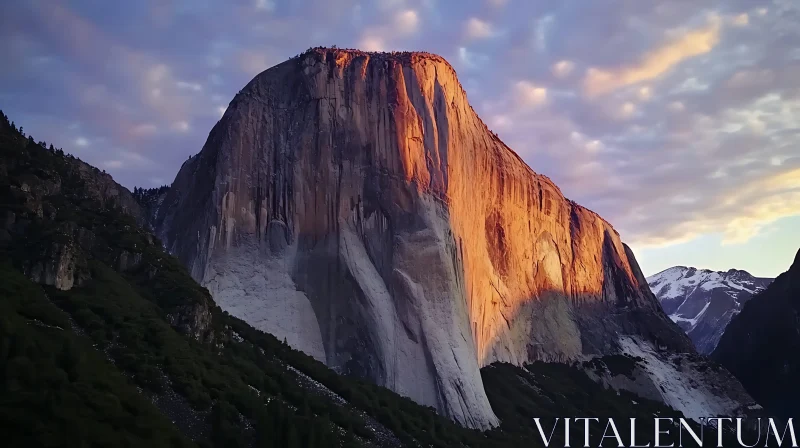 Majestic Mountain at Sunset AI Image