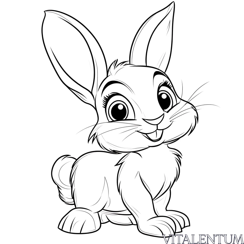 Cartoon Rabbit Line Drawing AI Image