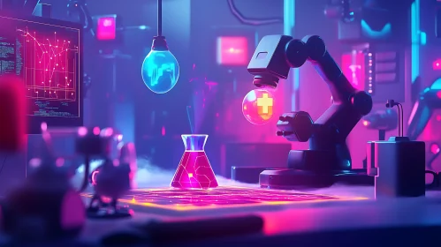 Surreal Science Lab in Neon Hues