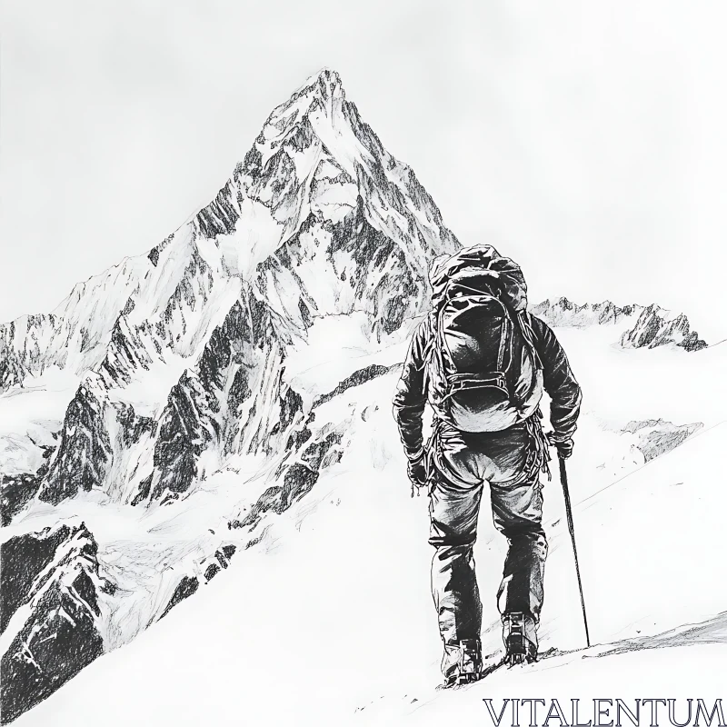 Monochrome Mountain Climbing AI Image