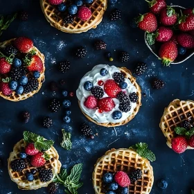 Waffles with Berries and Cream