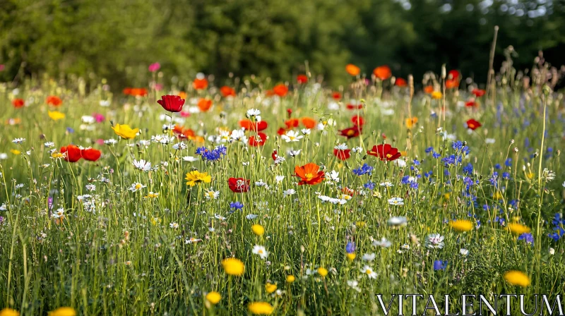 AI ART Colorful Wildflowers in a Spring Meadow