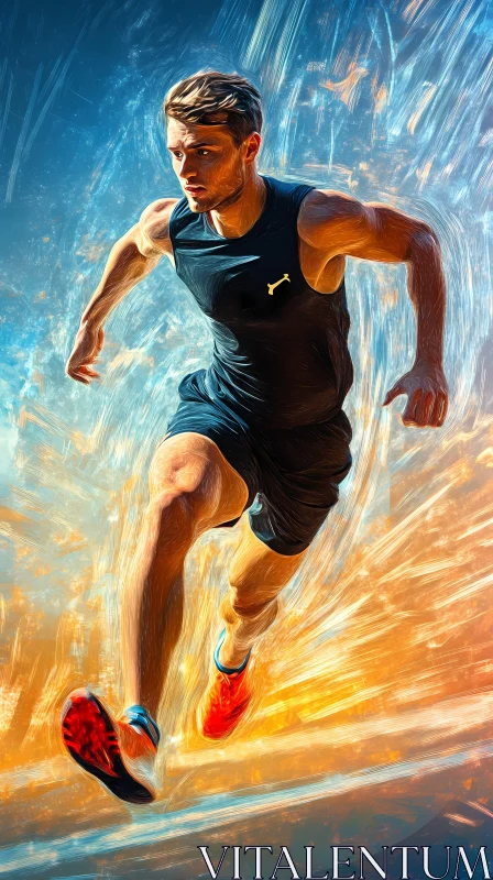 AI ART Intense Athlete Captured In Motion: A Study of Speed and Energy