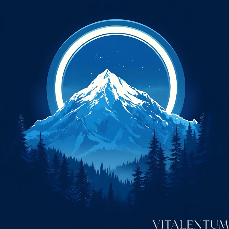 AI ART Mountain Peak Under the Night Sky