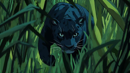 Black Panther Among Greenery