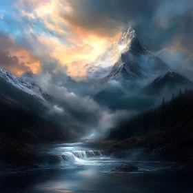 Serene Mountain Landscape at Twilight