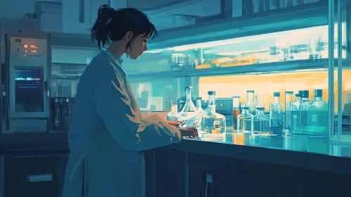 Female Scientist Working in Modern Laboratory