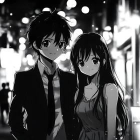 Anime Couple Under Night Lights