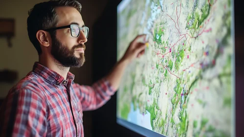 Man Examining Map Data