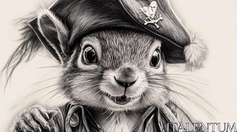 Monochrome Squirrel Pirate Artwork AI Image