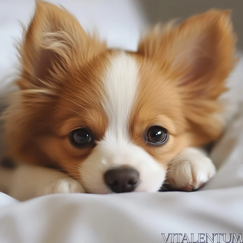 Cute Puppy with Fluffy Fur and Expressive Eyes AI Image