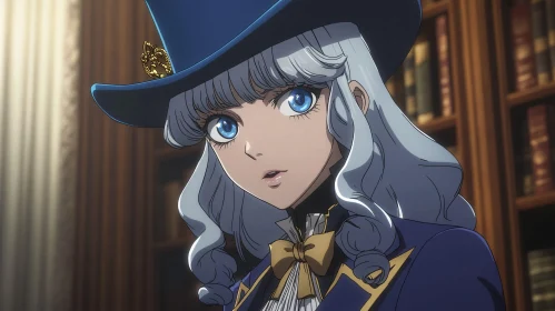 Victorian-Style Anime Girl with Top Hat