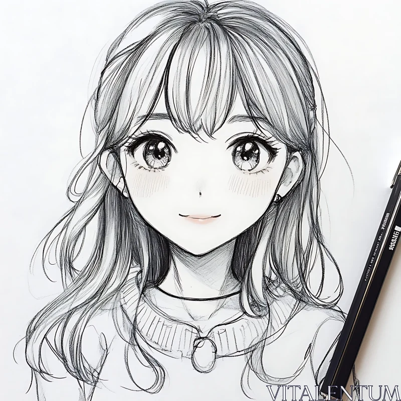 AI ART Expressive Pencil Sketch of Anime Character