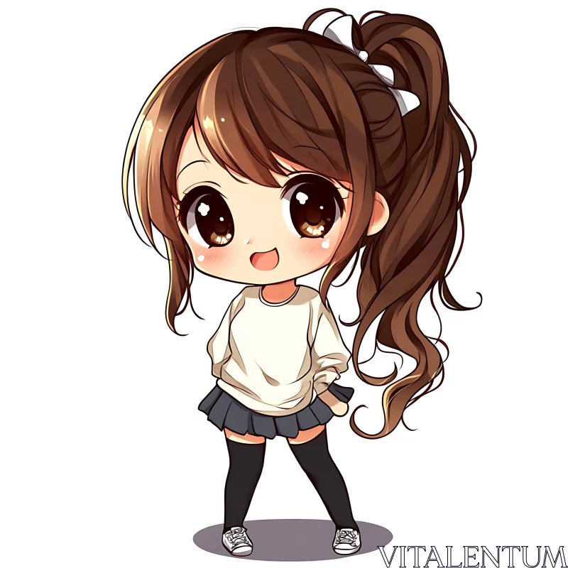 Cute Anime Girl in Chibi Style AI Image