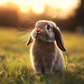 Rabbit Portrait in Meadow