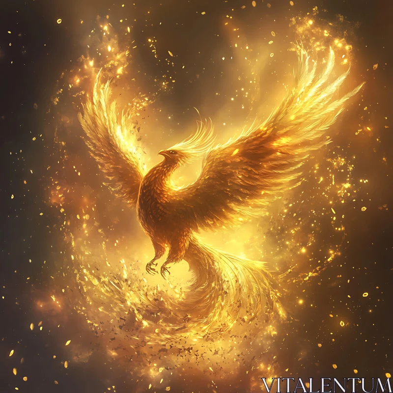 AI ART Phoenix Reborn in Golden Light