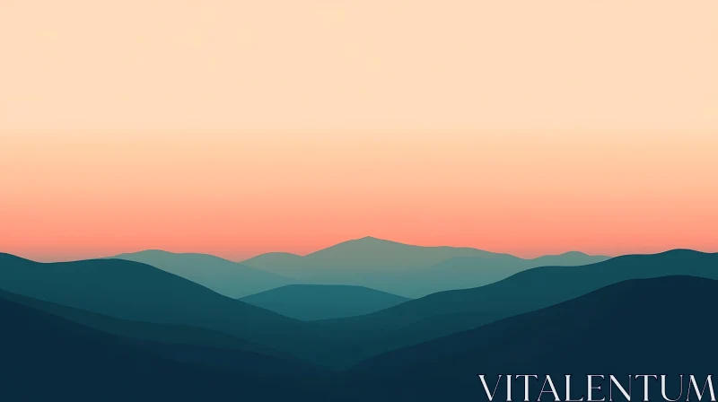 Minimalist Mountain Landscape AI Image