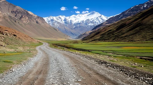 Mountain Road Through Valley