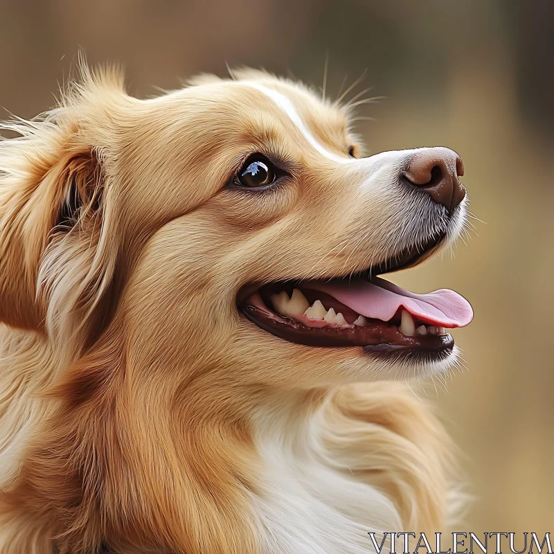 Close-Up of Happy Dog with Golden Fur AI Image