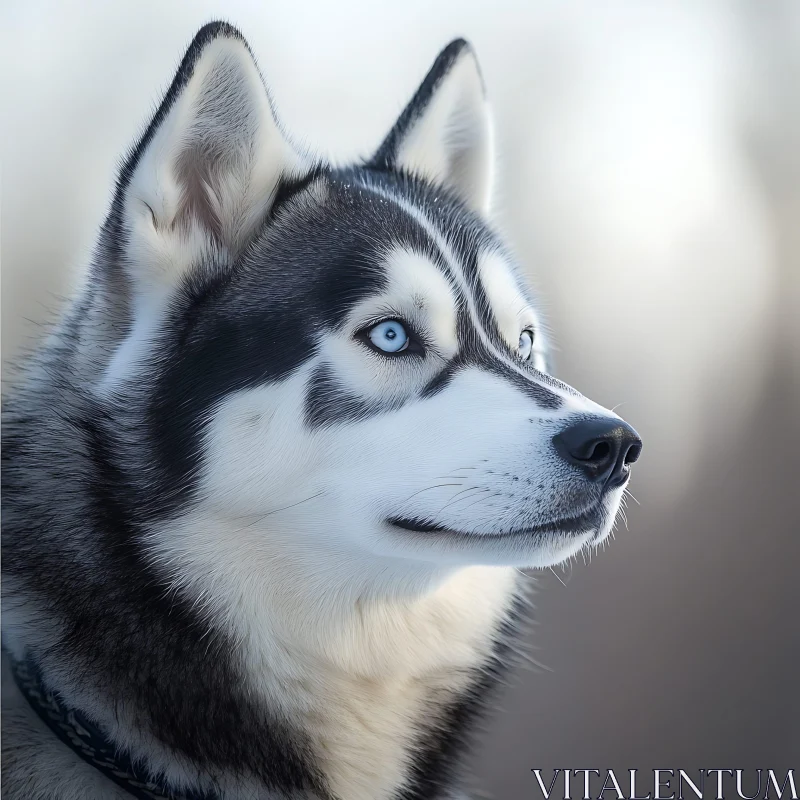 Profile View of a Blue-Eyed Husky AI Image