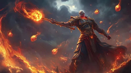 Armored Mage Conjuring Flames