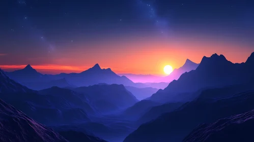 Serene Mountain Range at Dusk