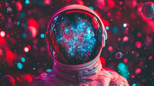 Cosmic Dream: Astronaut in Neon Space