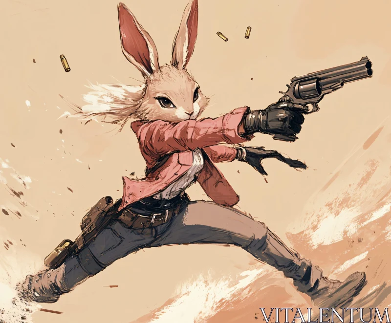 AI ART Anthropomorphic Rabbit with Gun