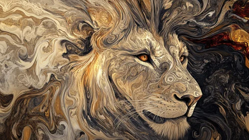 Swirling Lion - Abstract Animal Art