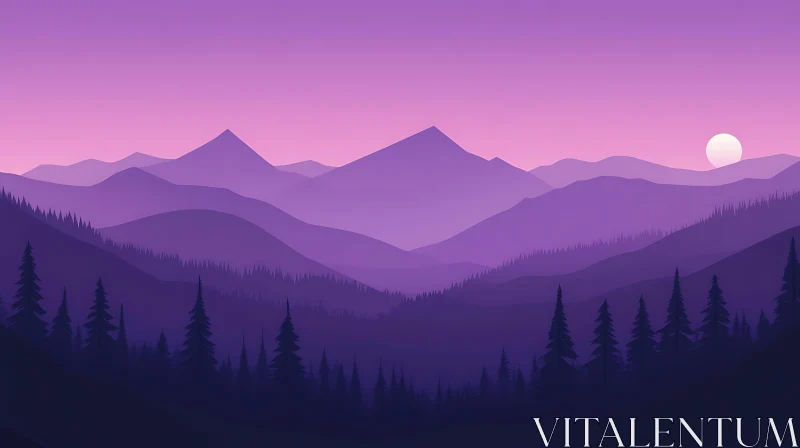 AI ART Layered Purple Mountains with Pastel Sky