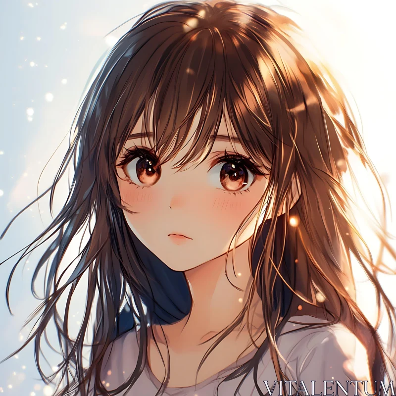 Expressive Anime Girl with Flowing Hair AI Image