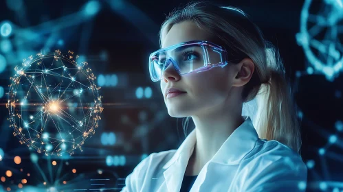 Scientist with Virtual Reality Interface