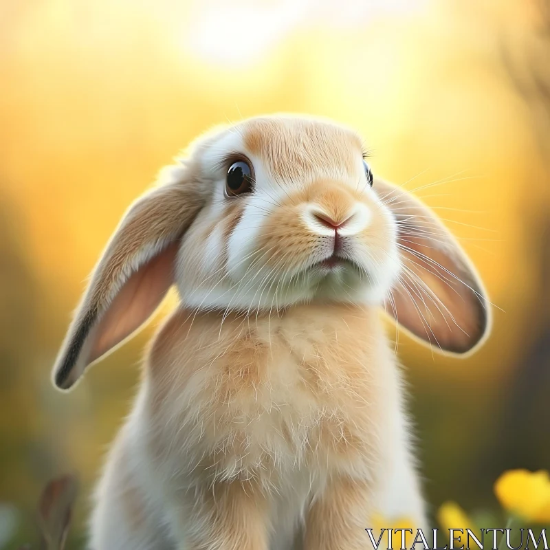 Gentle Gaze of a Fluffy Rabbit AI Image