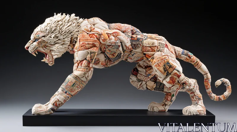 AI ART Intricate Fabric Tiger Sculpture