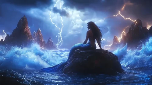 Ocean's Daughter Amidst Lightning