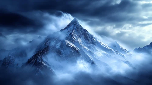 Snowy Mountain Under Cloudy Sky