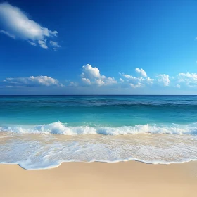 Seascape with Waves and Sandy Beach