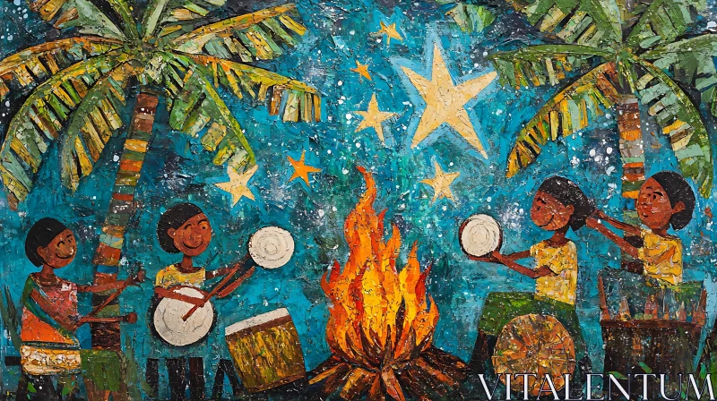 AI ART Bonfire Night Celebration with Children